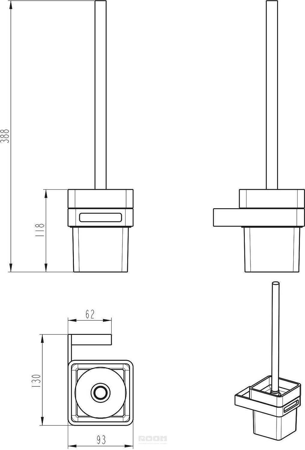 Ершик для унитаза Boheme Q подвесной матовое золото 10954-MG