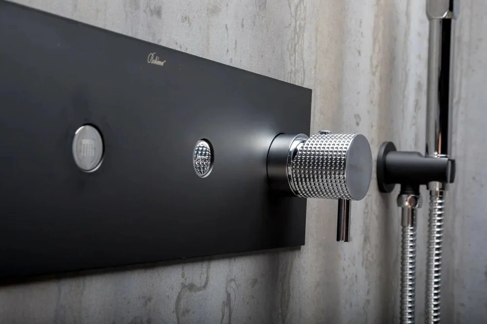 Душевой комплект встраиваемый Boheme Fusion смеситель верхний и ручной душ черный/хром 130-BCR