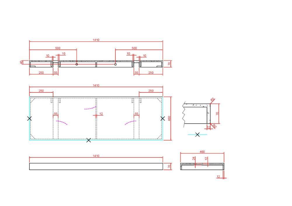 Столешница Armadi Art Flat 141х46х7 см nero 869-140-NM