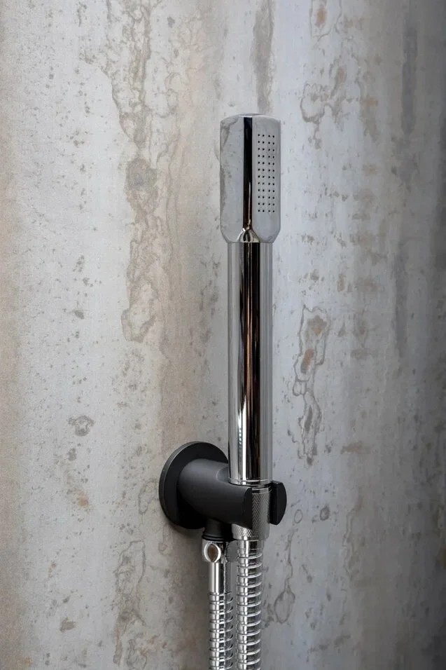 Душевой комплект встраиваемый Boheme Fusion смеситель верхний и ручной душ черный/хром 130-BCR