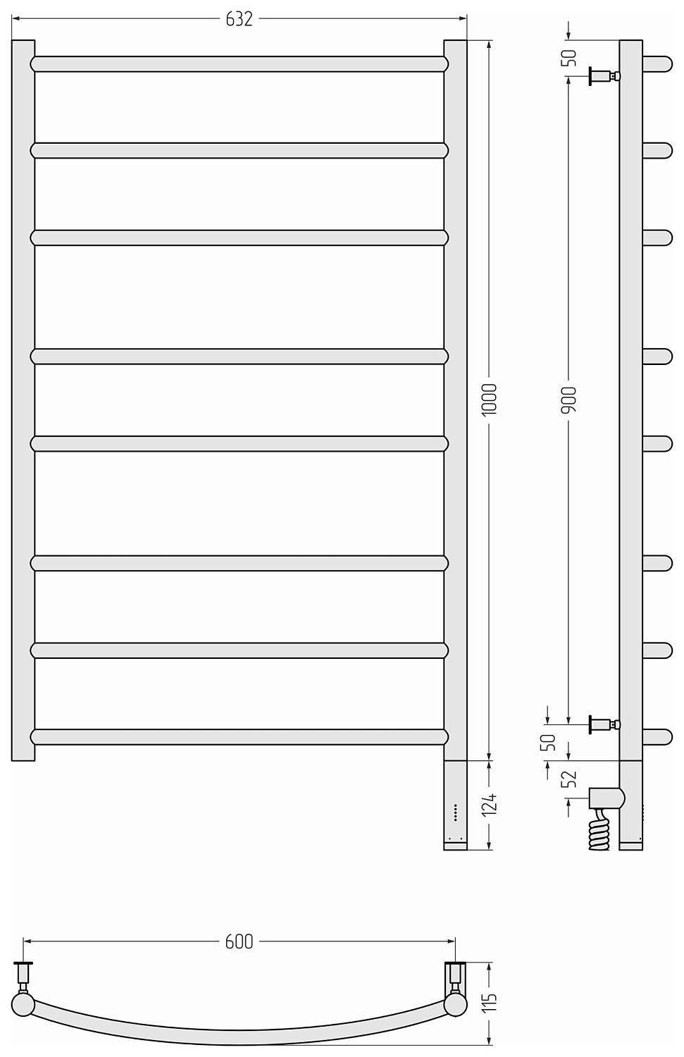 Полотенцесушитель электрический Сунержа Галант 3.0 632x1124 мм правый матовое золото 032-5801-1060