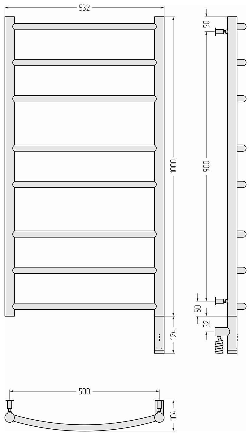 Полотенцесушитель электрический Сунержа Галант 3.0 532x1124 мм правый матовое золото 032-5801-1050