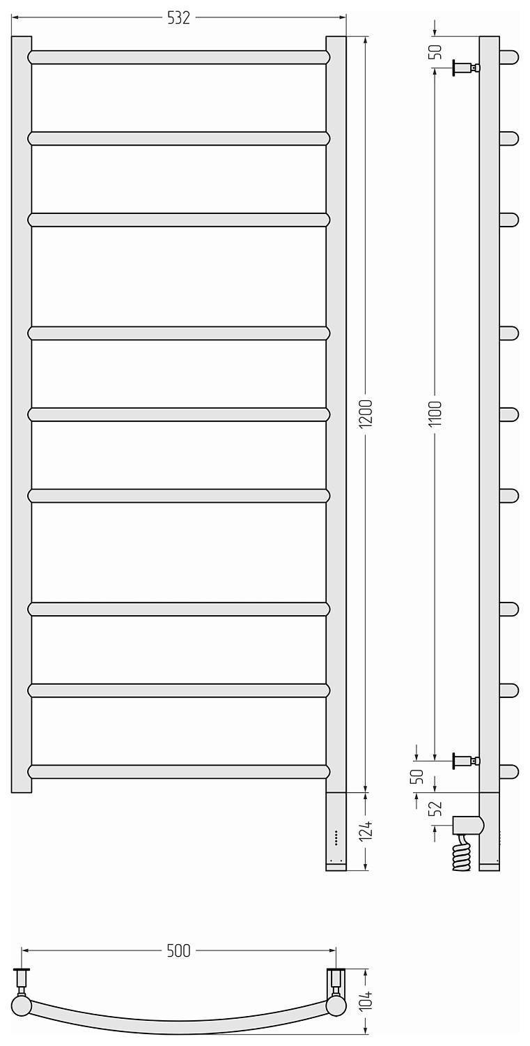 Полотенцесушитель электрический Сунержа Галант 3.0 532x1324 мм правый состаренная латунь 051-5801-1250