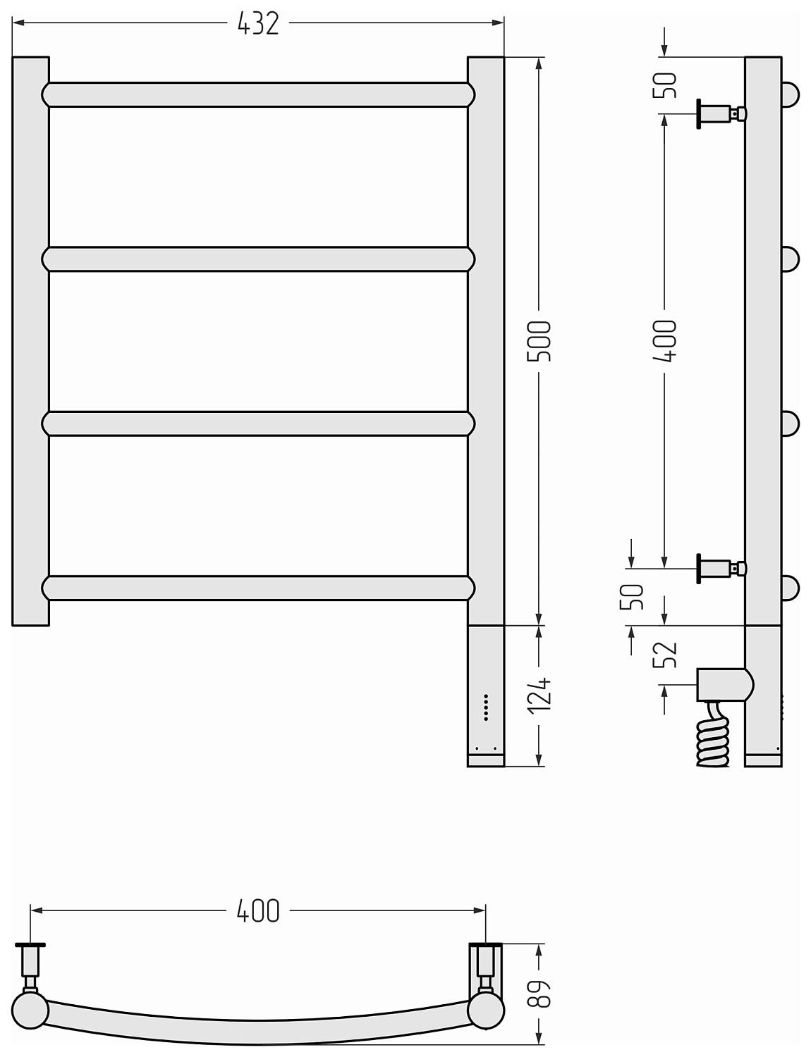Полотенцесушитель электрический Сунержа Галант 3.0 432x624 мм правый матовый белый 30-5801-5040