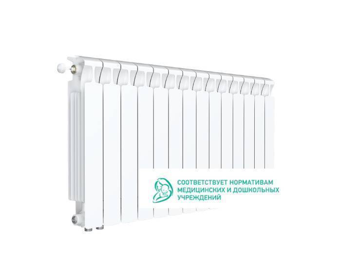 Радиатор биметаллический Rifar Monolit Ventil 500 14 секций нижнее левое подключение белый RMV50014L