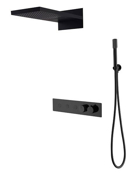 Душевая система встроенная Boheme Fusion с термостатом 3-позиционная черный матовый 131-B