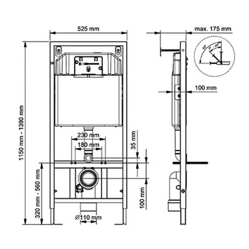 Инсталляция для унитаза Kludi RAK с клавишей смыва хром RAK80000K