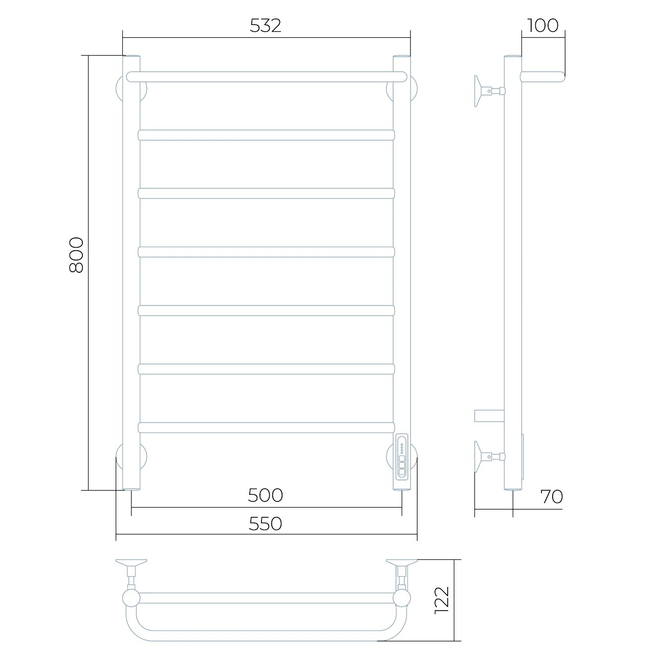 Полотенцесушитель электрический Larusso Прайм КС П7 500x800 мм черный RAL 9005 8525