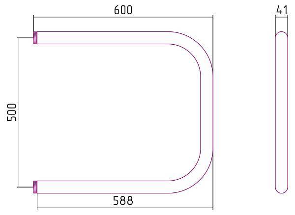 Полотенцесушитель водяной Стилье П-образный 60x50 см нержавеющая сталь 00-0013-5060