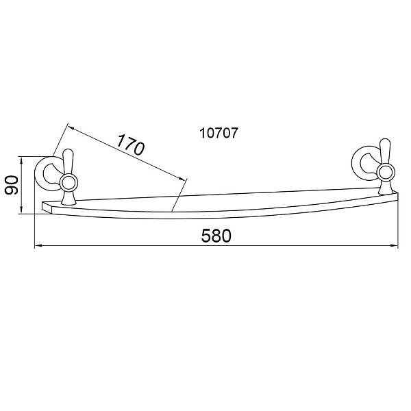 Полочка стеклянная подвесная Boheme Puro хром 10707