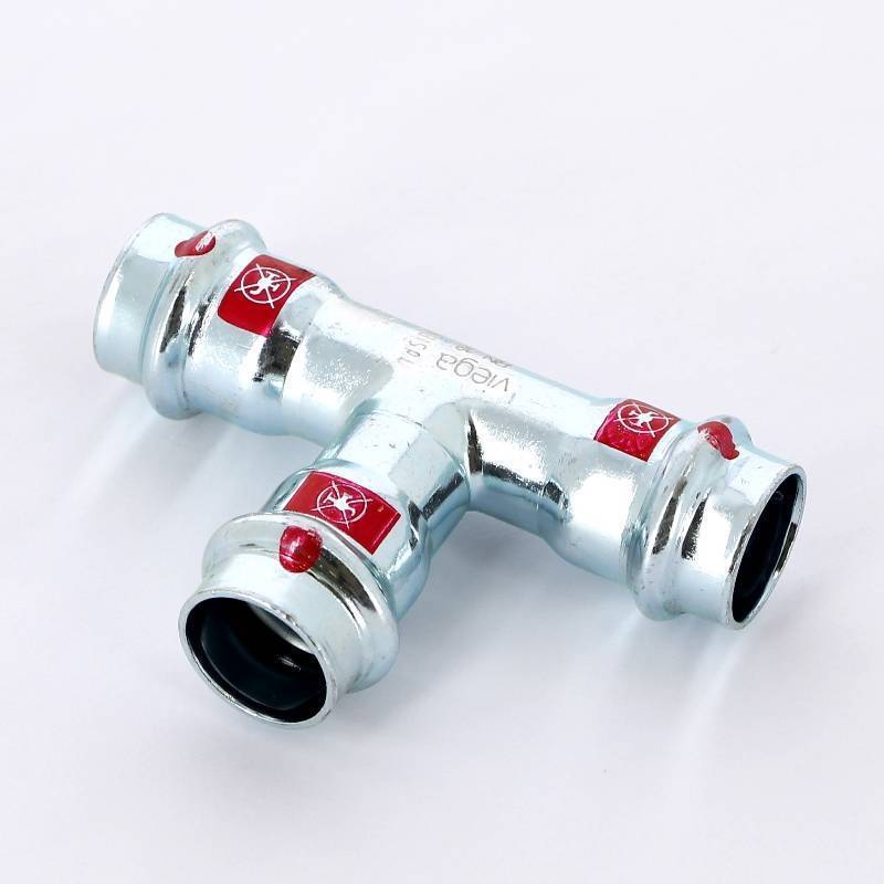 Тройник пресс Viega Prestabo оцинкованная сталь 18 мм 558628