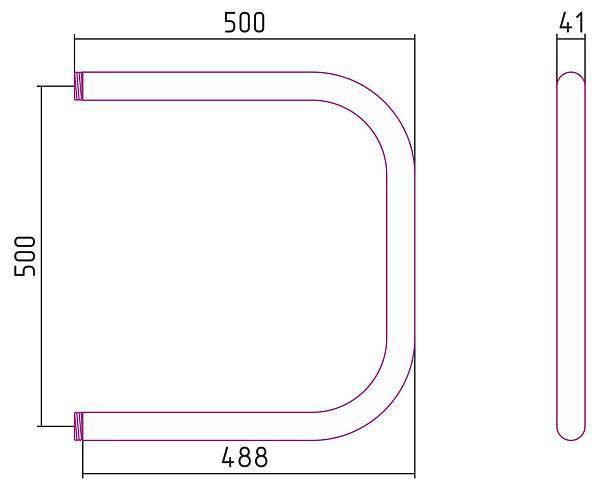 Полотенцесушитель водяной Стилье П-образный 50x50 см нержавеющая сталь 00-0013-5050