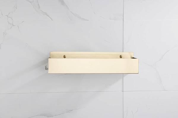 Полка подвесная Boheme Q с 2 крючками 35x8x10 см золото матовое 10965-MG