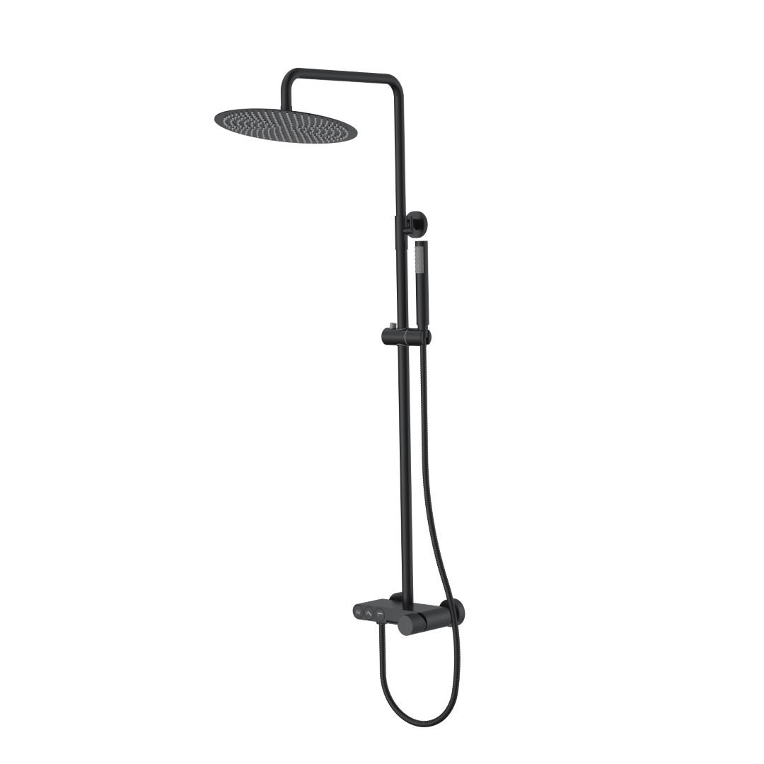 Душевая стойка Boheme Stick Spirale со смесителем и верхним душем 30 см черный 128-BB.4