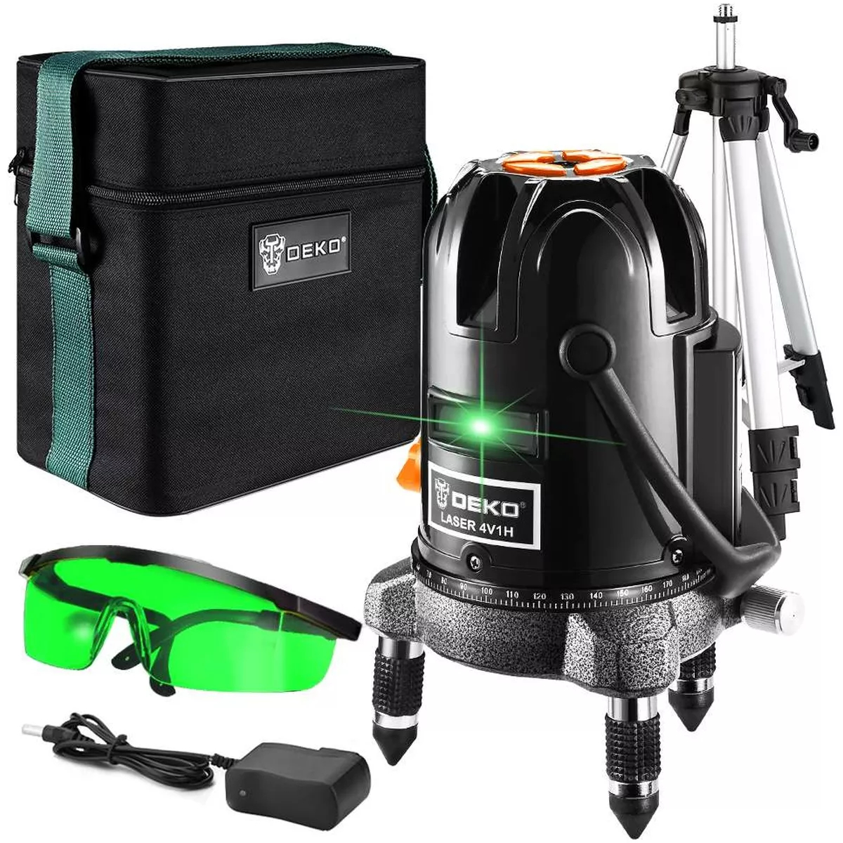 Лазерный уровень DEKO LL57GA SET 2 5 линий зеленый луч сумка штатив 065-0261