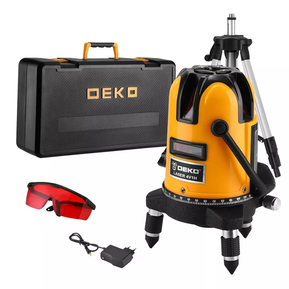 Лазерный уровень DEKO LL57 PRO SET 2 PREMIUM 5 линий красный луч кейс штатив 1 м 065-0262
