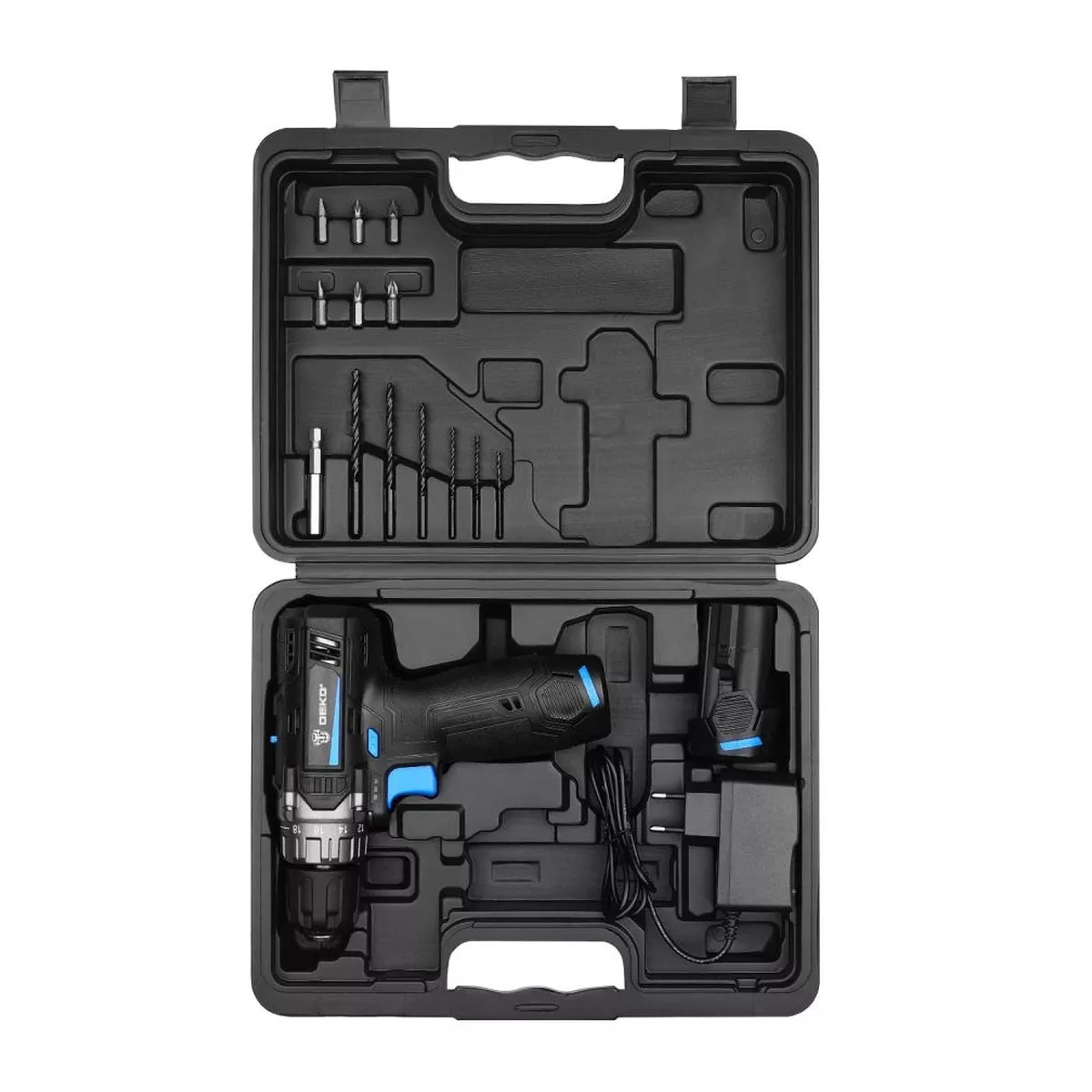 Дрель-шуруповерт аккумуляторная DEKO DKCD12V PRO 12 В 2x2.0 Ач кейс + набор 13 шт DKCD12V PRO