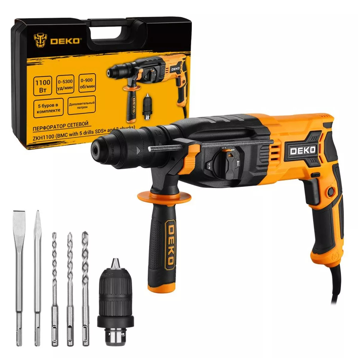 Перфоратор DEKO ZKH1100 1100 Вт SDS-plus в кейсе ZKH1100