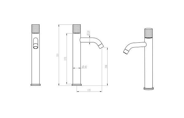 Смеситель для раковины Boheme Stick высокий золото/черный 122-GB
