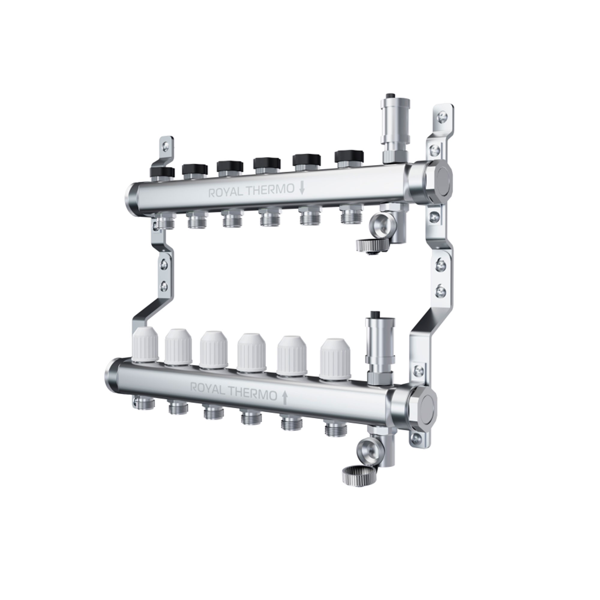Коллекторная группа Royal Thermo из нержавеющей стали 4 выхода с узлом RoyalMix OPTIMAL RTI 15.04/RoyalMix OPTIMAL