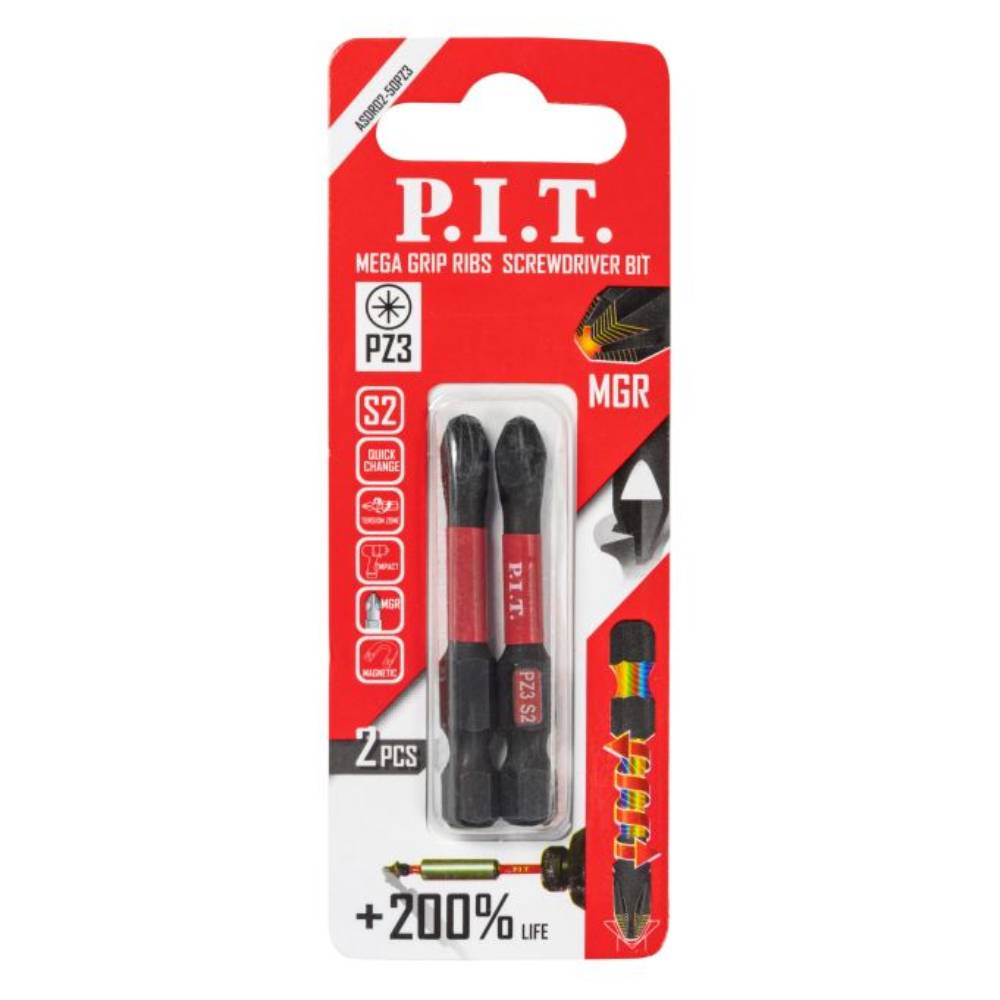 Бита ударная P.I.T. PZ3 x 50 мм упаковка 2 шт. ASDR02-50PZ3