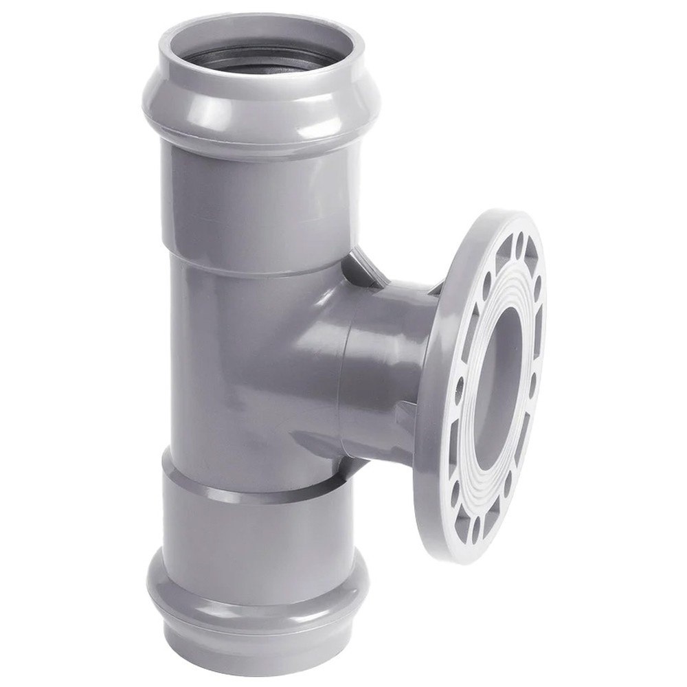 Тройник напорный НПВХ ХЕМКОР 110х100 мм с ПВХ фланцем 1672753