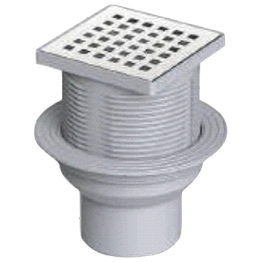 Трап канализационный VALFEX вертикальный DN50 регулируемый с нержавеющей решеткой 100х100 мм и комбинированным затвором VF.031.050K.100.01