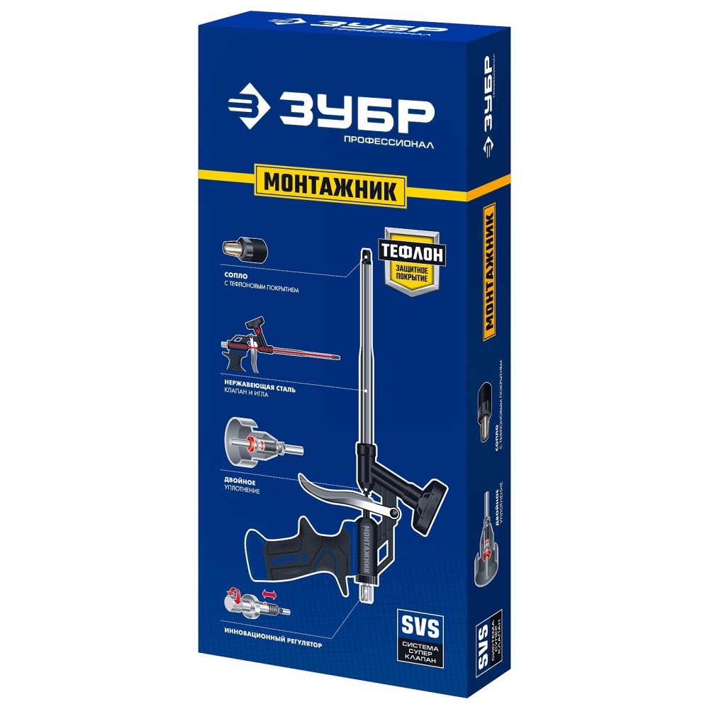 Пистолет для монтажной пены ЗУБР Монтажник с тефлоновым покрытием 06853
