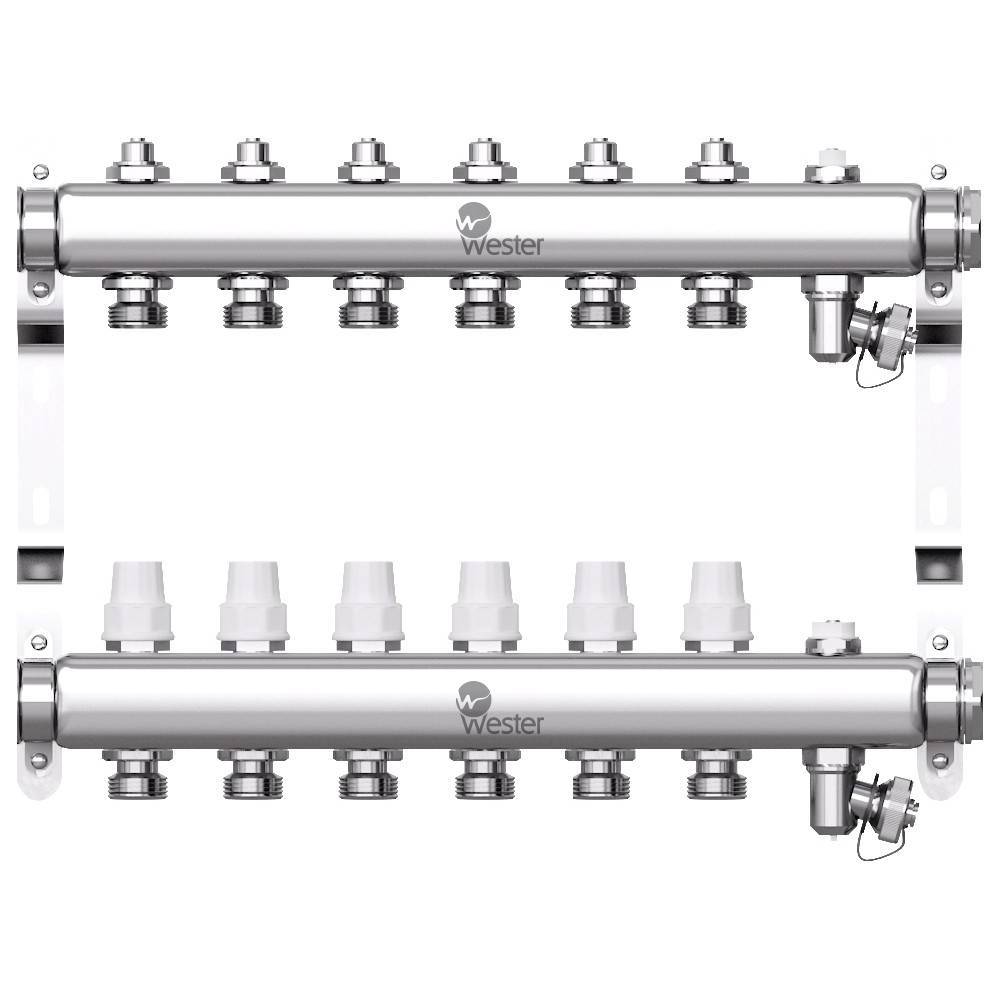 Коллекторная группа из нержавеющей стали Wester W903 1х3/4 6 выходов W903-06