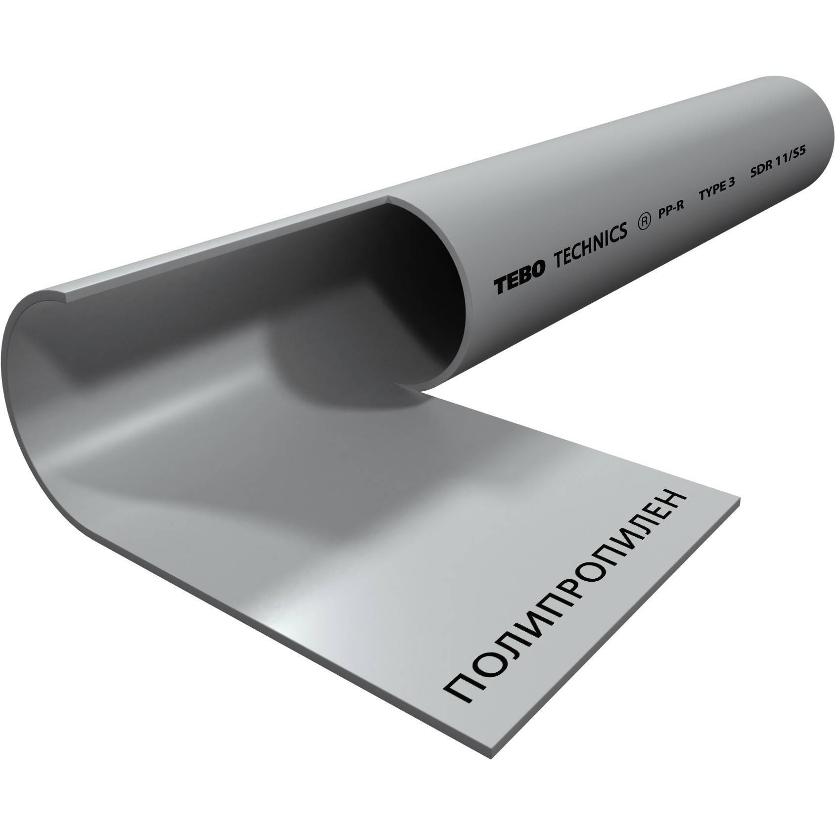 Труба полипропиленовая TEBO SDR11 PN20 90x8.2 мм серая PP-R 1584909