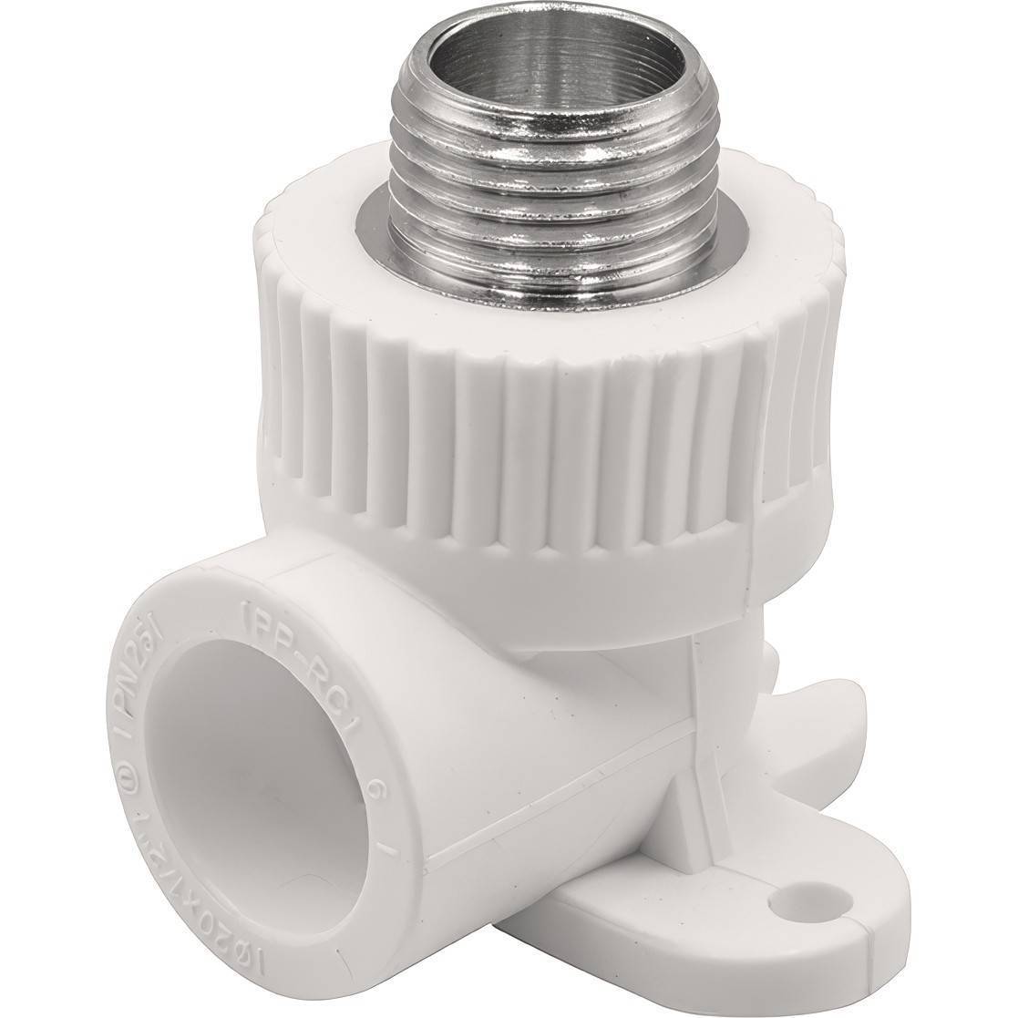 Угольник комбинированный PP-R THERMOLIGHT с креплением 20x1/2 НР белый 1620681