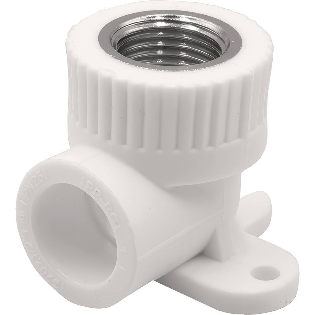 Угольник комбинированный 90° PP-R THERMOLIGHT с креплением 20 мм x 1/2 ВР белый НС-1620670