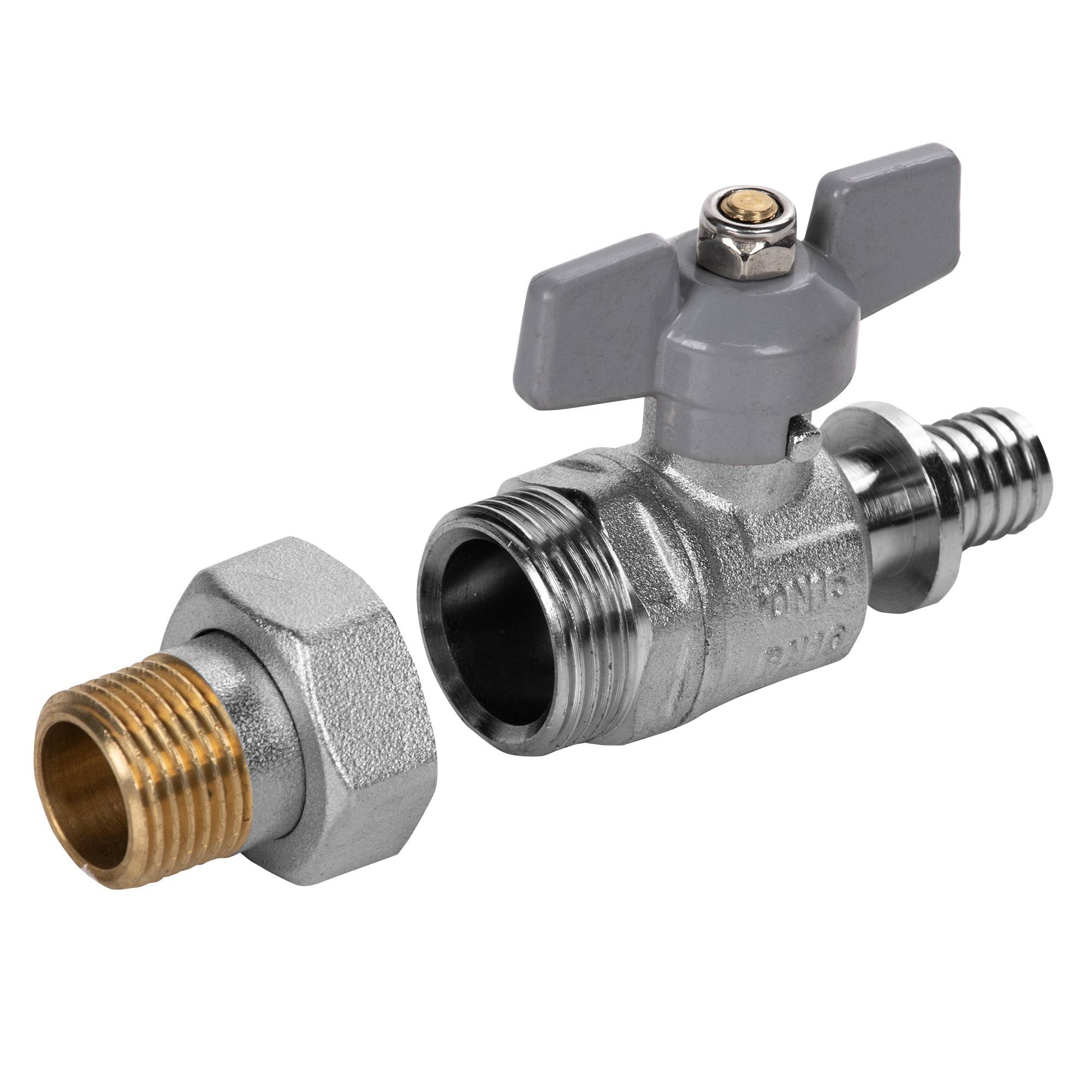 Кран шаровый с аксиальным соединением Royal Thermo 16x1/2 НГ RTE 07.016