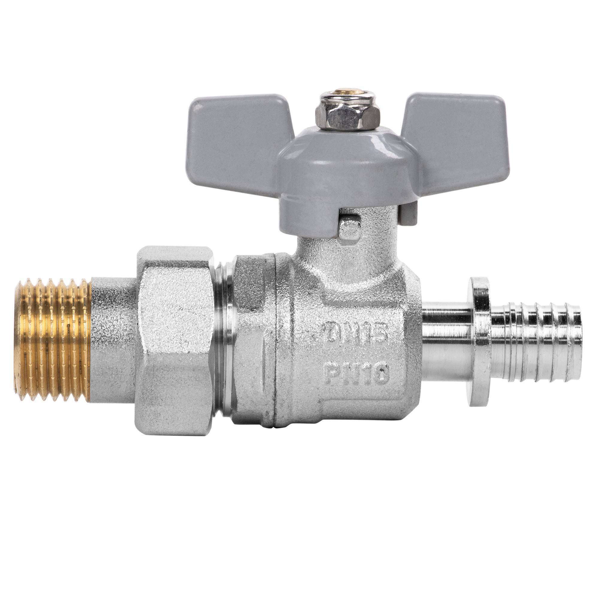 Кран шаровый с аксиальным соединением Royal Thermo 16x1/2 НГ RTE 07.016