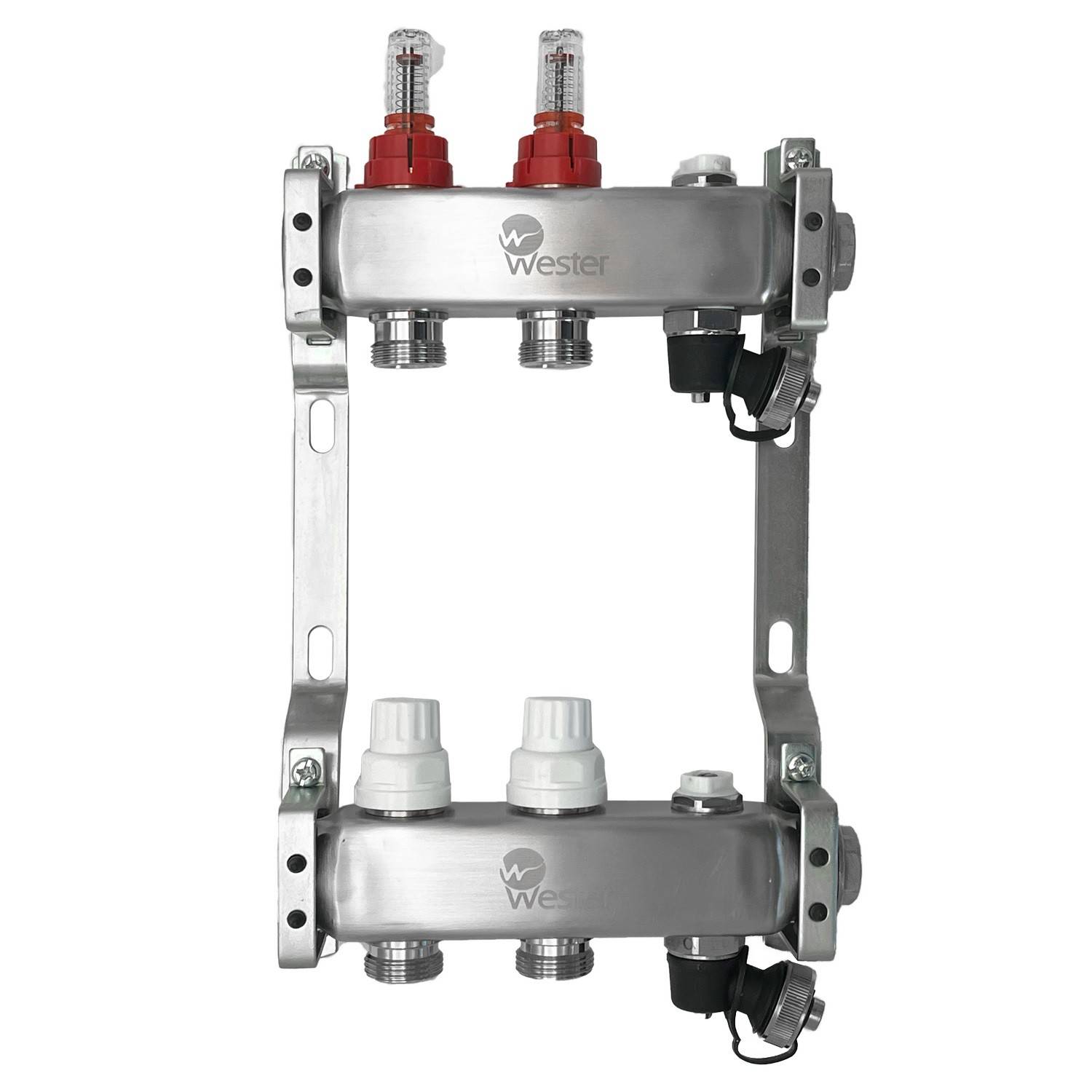 Коллекторный блок Wester 5 с расходомерами из нержавеющей стали 1x3/4 на 2 выхода MUFS2134