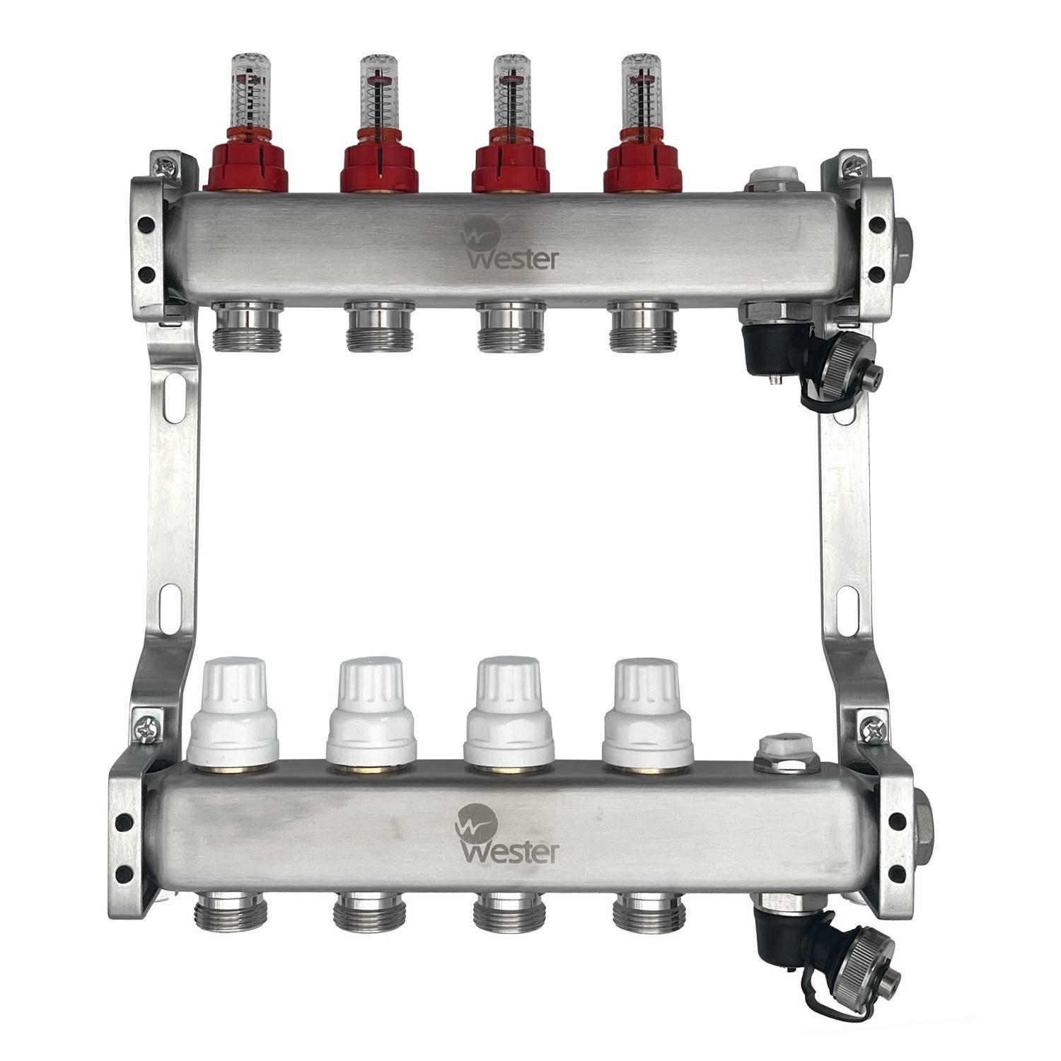 Коллекторный блок Wester 5 с расходомерами из нержавеющей стали 1x3/4 на 4 выхода MUFS4134