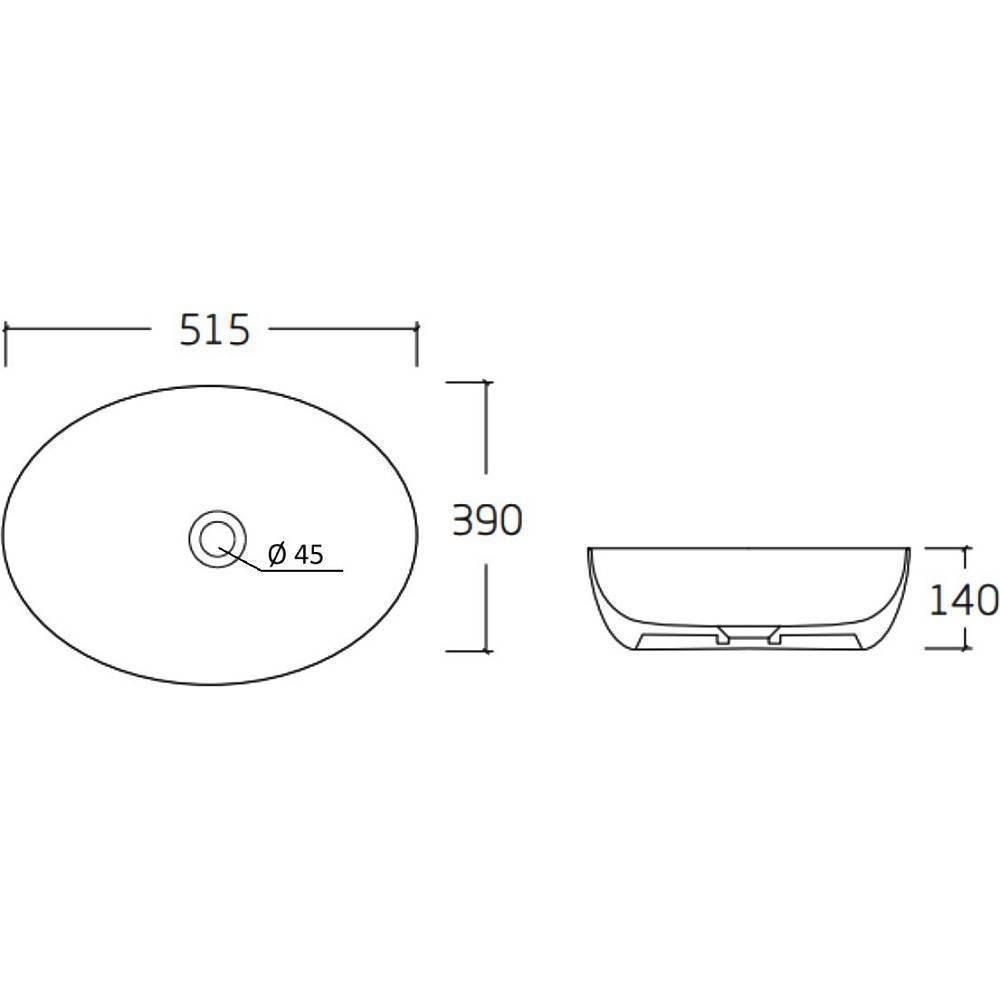 Раковина накладная Orange B05 санфарфор белый глянец B05-520W