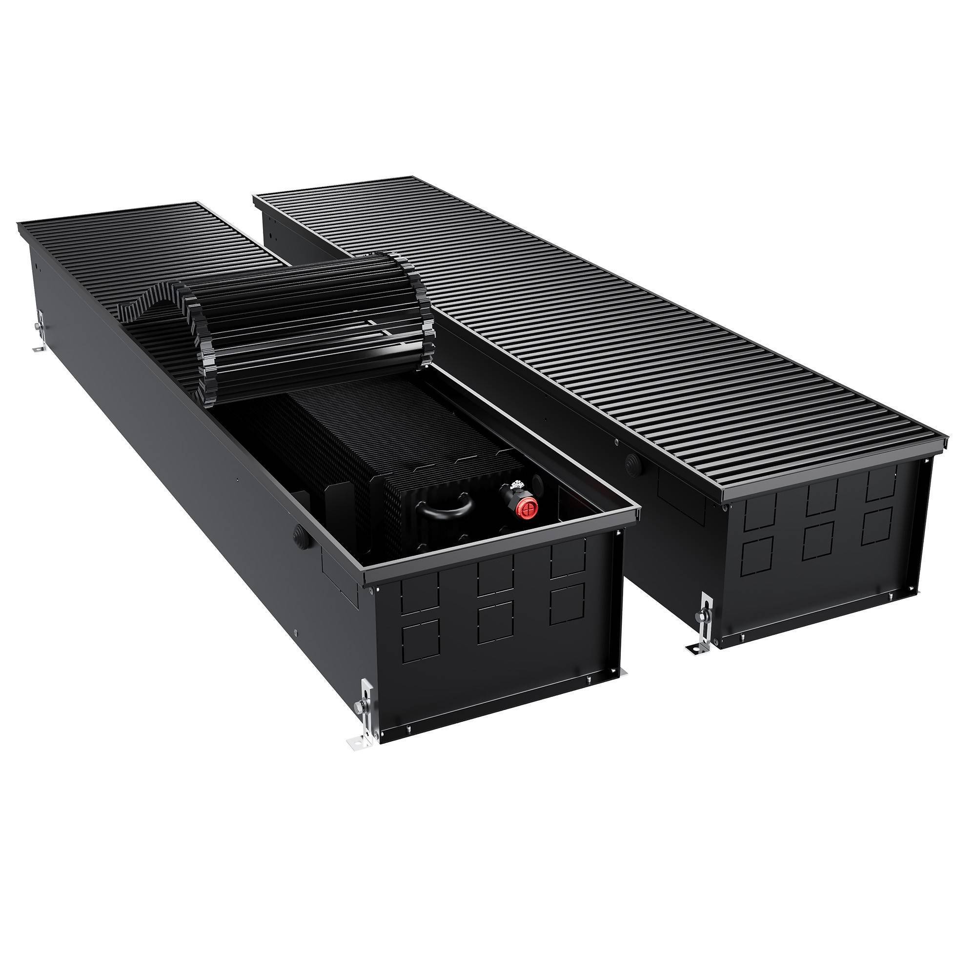 Конвектор внутрипольный Royal Thermo ATRIUM TURBO 190x300x1900 мм с вентилятором Черный 1666148