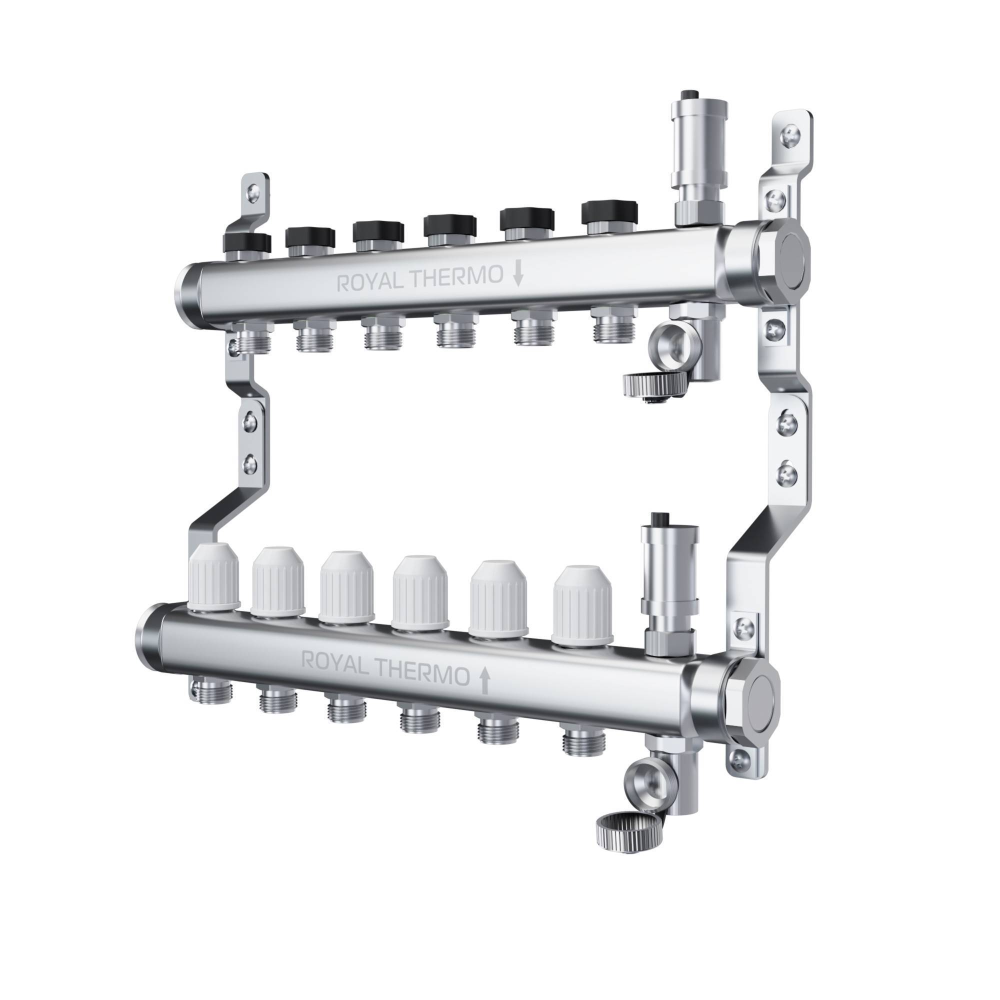 Коллектор из нержавеющей стали Royal Thermo универсальный 1x3/4 12 выходов RTE 55.012