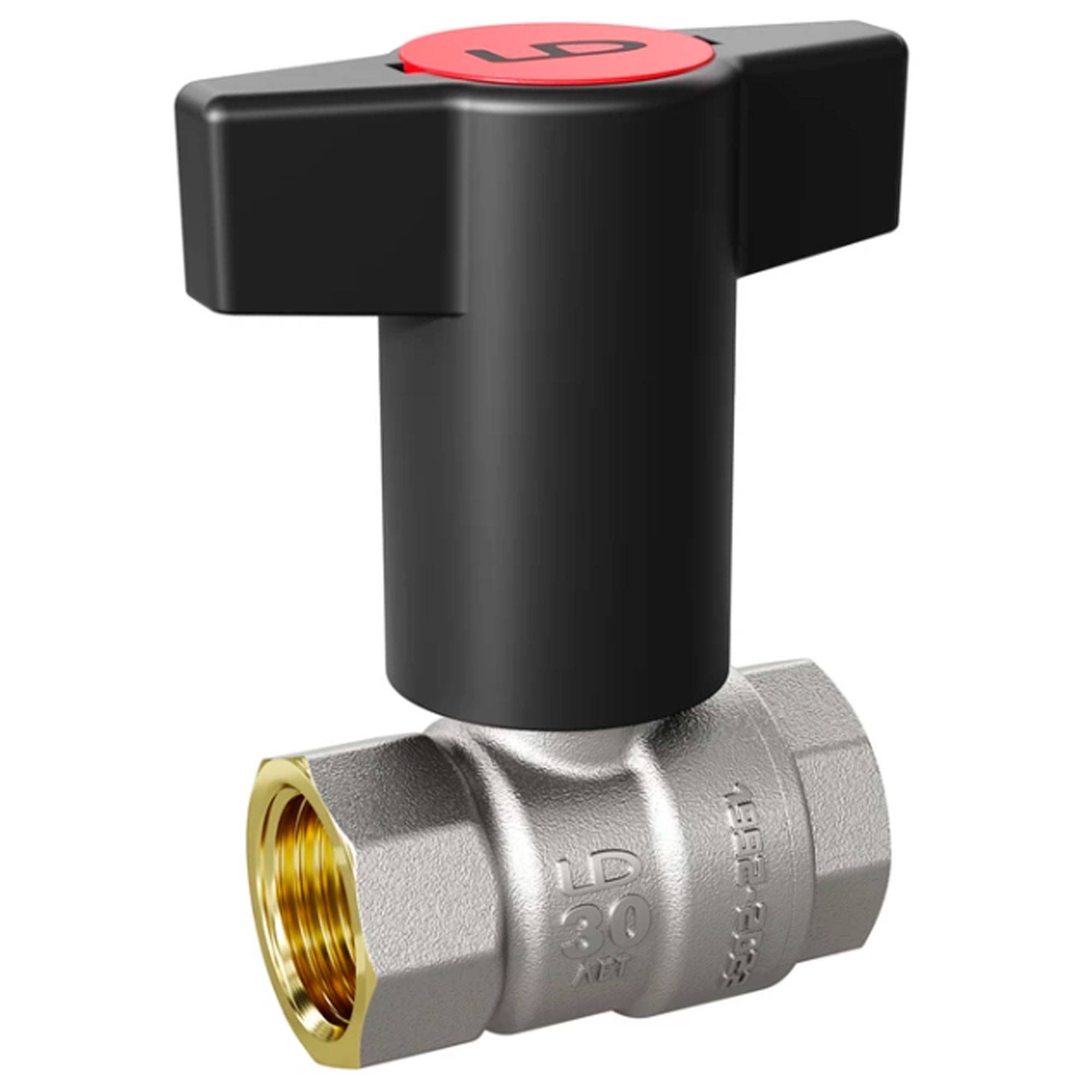 Кран шаровой латунный LD Pride Ду 15 Ру 40 вн-вн Т-ручка Red+Blue 47.15.В-В.ТР