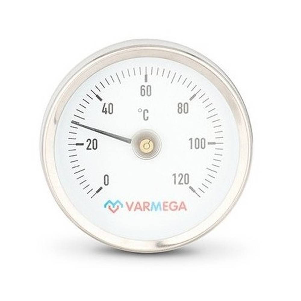 Термометр биметаллический накладной Varmega 0-120 °C 63 мм с пружиной VMMT05-635000