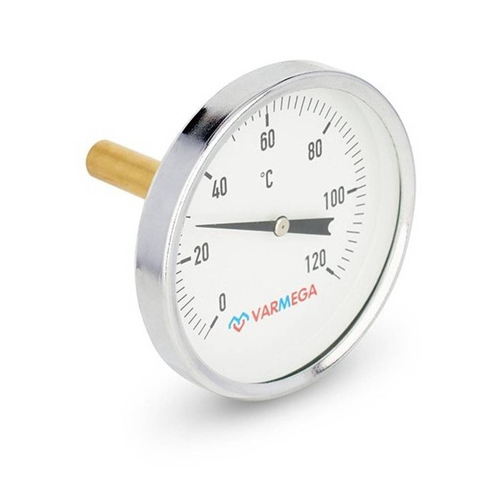 Термометр биметаллический Varmega 0-120 °C 100 мм гильза 100 мм 1/2 VMMT01-101004