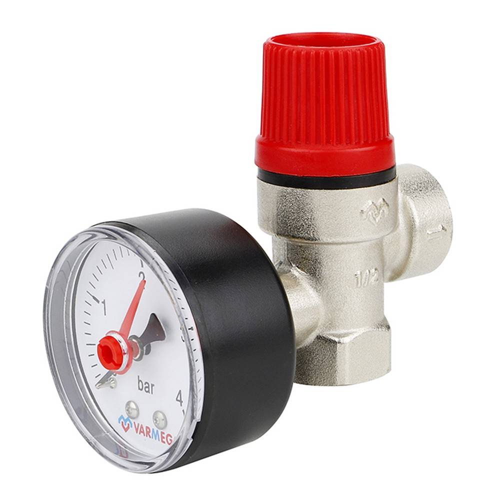 Клапан предохранительный мембранный VARMEGA 1/2 3 бар с манометром VM16614