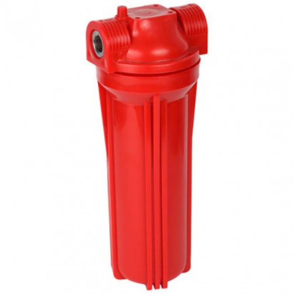 Фильтр магистральный Акватек 10 3/4 дюйма для горячей воды красный корпус без картриджа 0-25-2835
