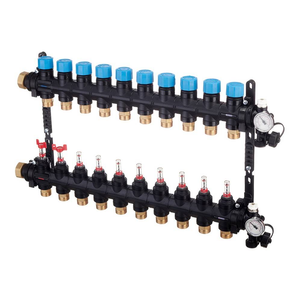 Коллекторная группа Henco MDK 1 x 10 x 3/4 EK композитная с расходомерами и термометрами MDK-10