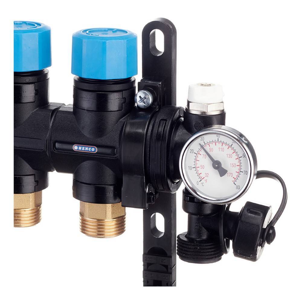 Коллекторная группа Henco MDK 1 x 10 x 3/4 EK композитная с расходомерами и термометрами MDK-10
