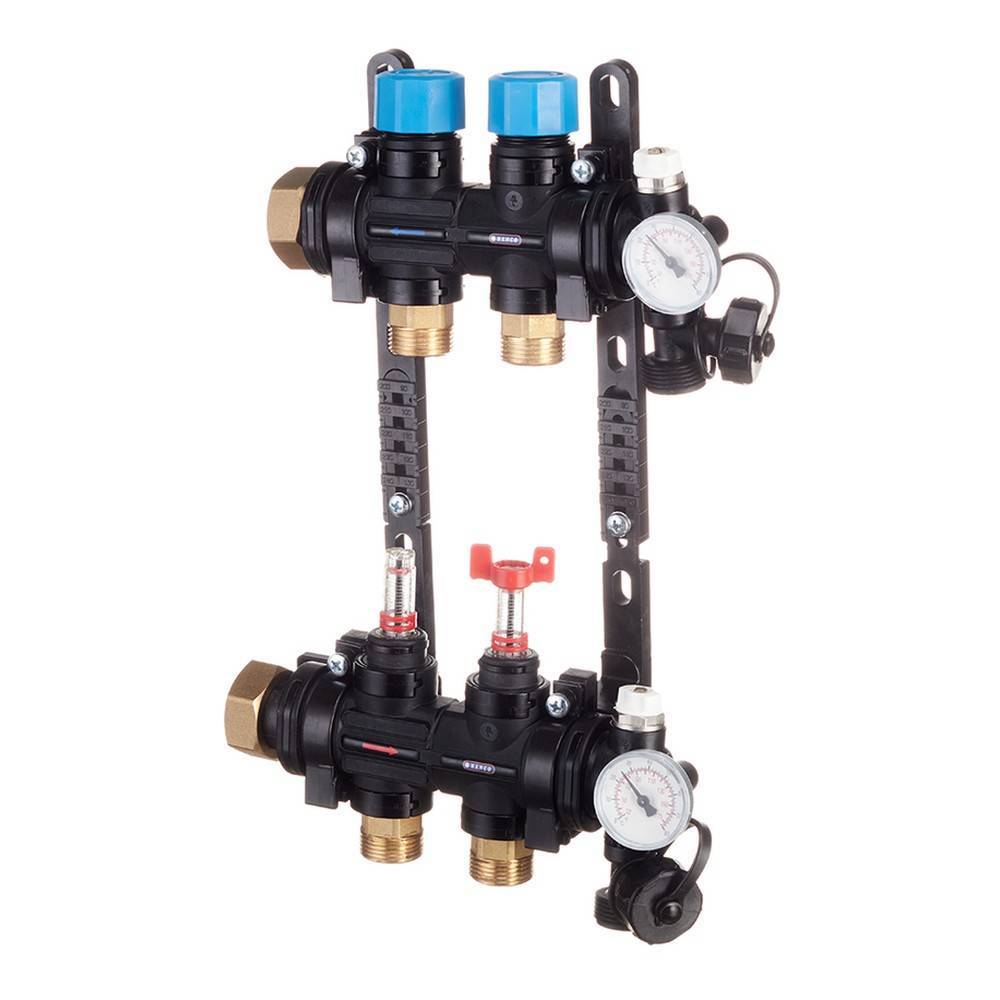 Коллекторная группа Henco MDK 1 x 2 x 3/4 EK композитная с расходомерами и термометрами MDK-02