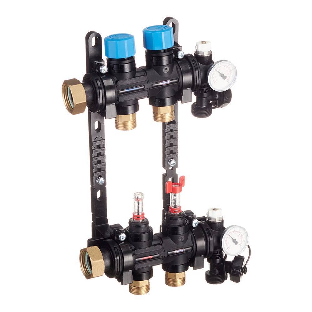 Коллекторная группа Henco MDK 1 x 2 x 3/4 EK композитная с расходомерами и термометрами MDK-02