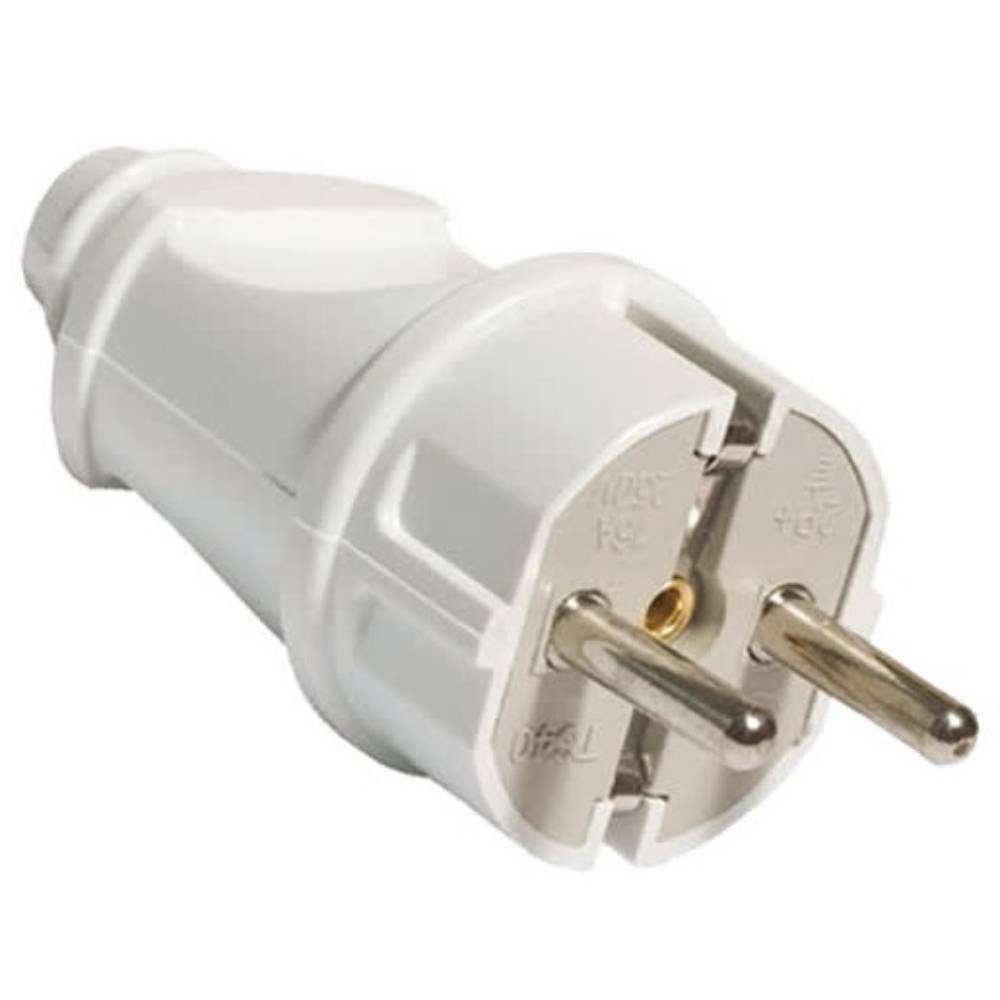 Вилка штепсельная TDM ELECTRIC прямая с заземлением 16 А 250 В белая SQ0601-0001