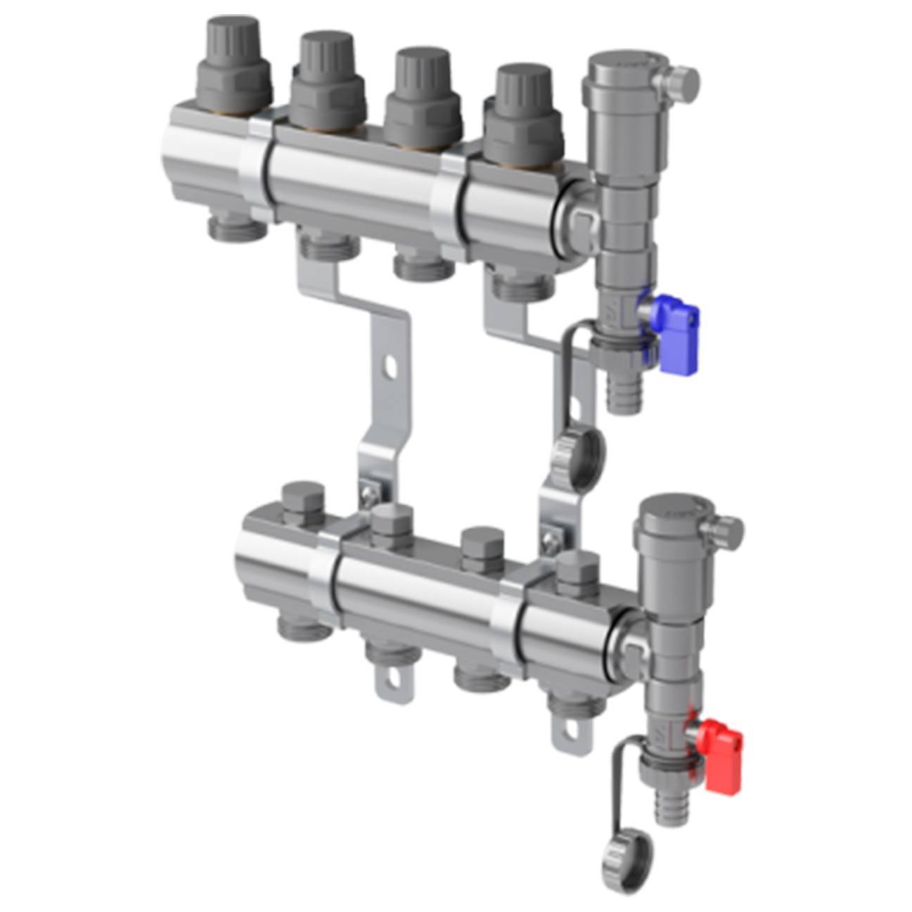 Коллекторный блок с расходомерами Royal Thermo 1 ВР x 3/4 НР на 9 выходов НС-1042918